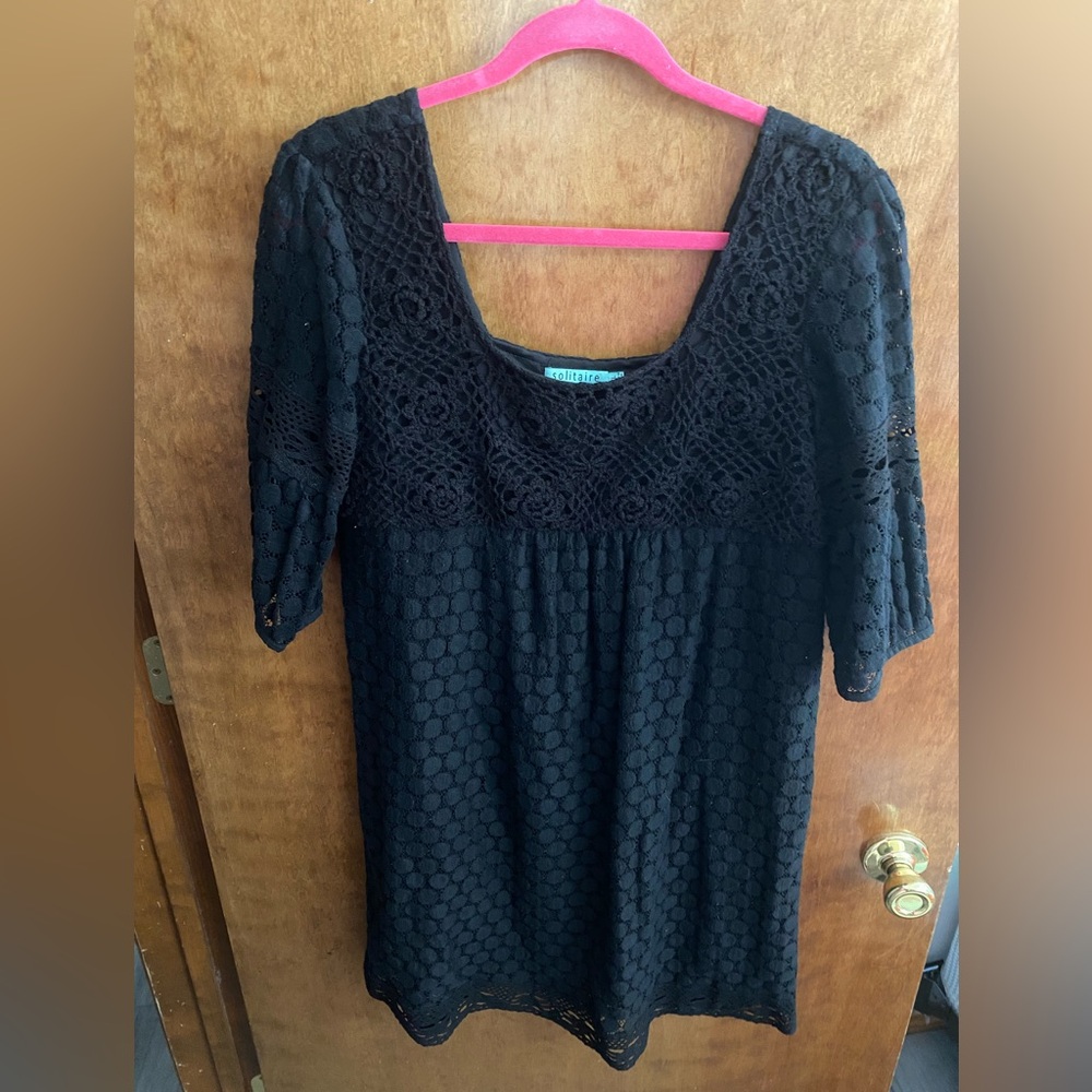 Solitaire Black Lace Crochet Mini Dress